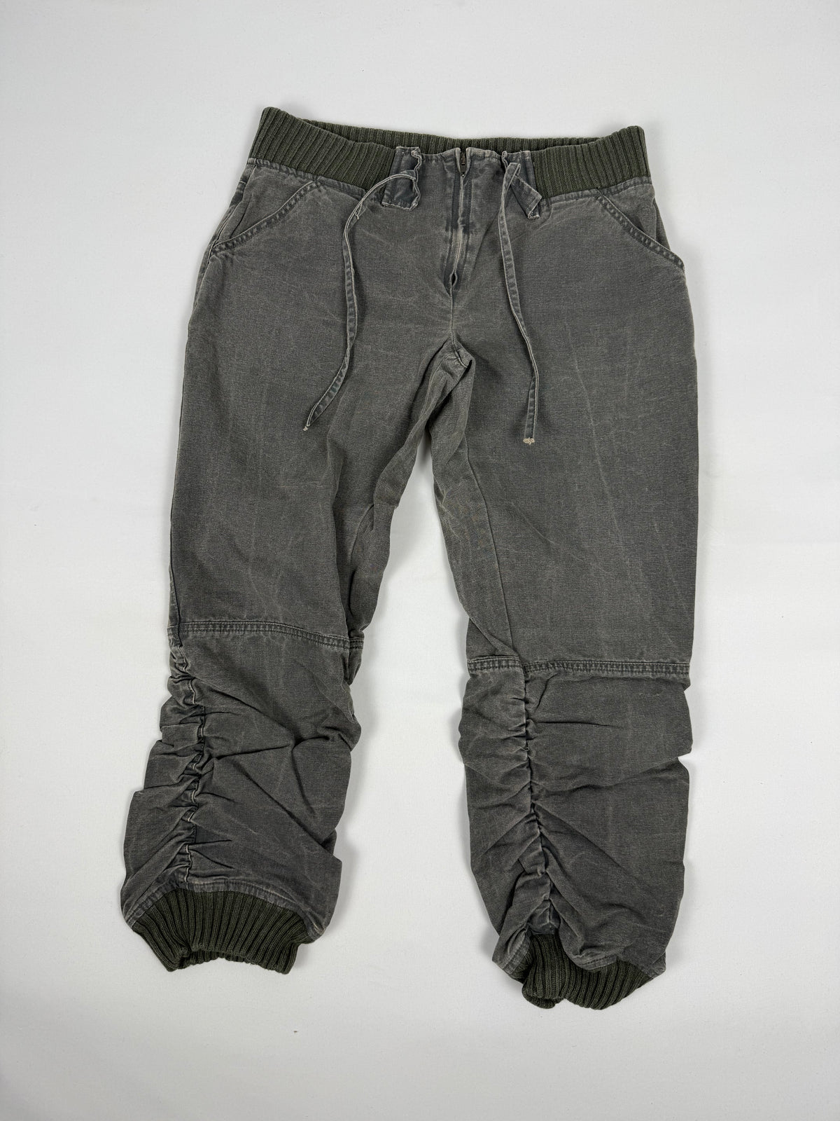 Khaki denim low rise capri pants (M)