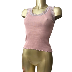 Pink lace ribbed top (S/M)