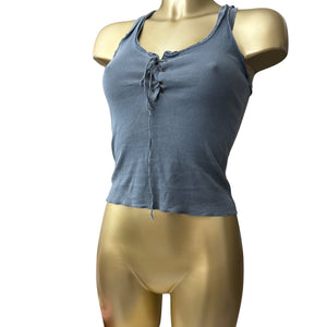 Navy lace up tank top (M)