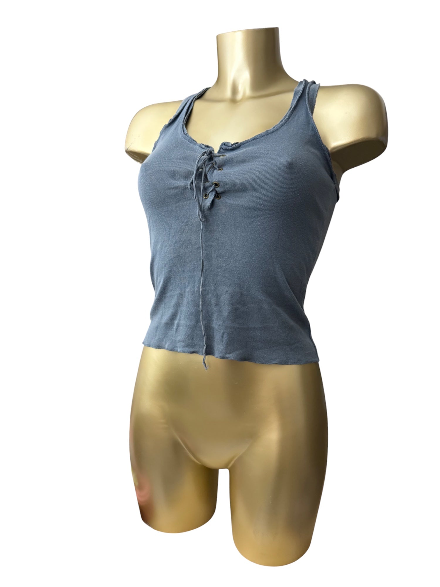 Navy lace up tank top (M)