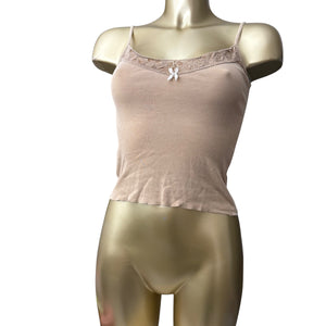 Beige lace ribbed cami top (XS)