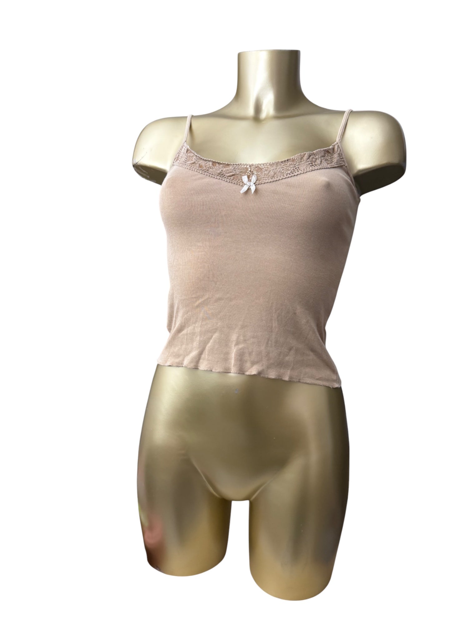 Beige lace ribbed cami top (XS)