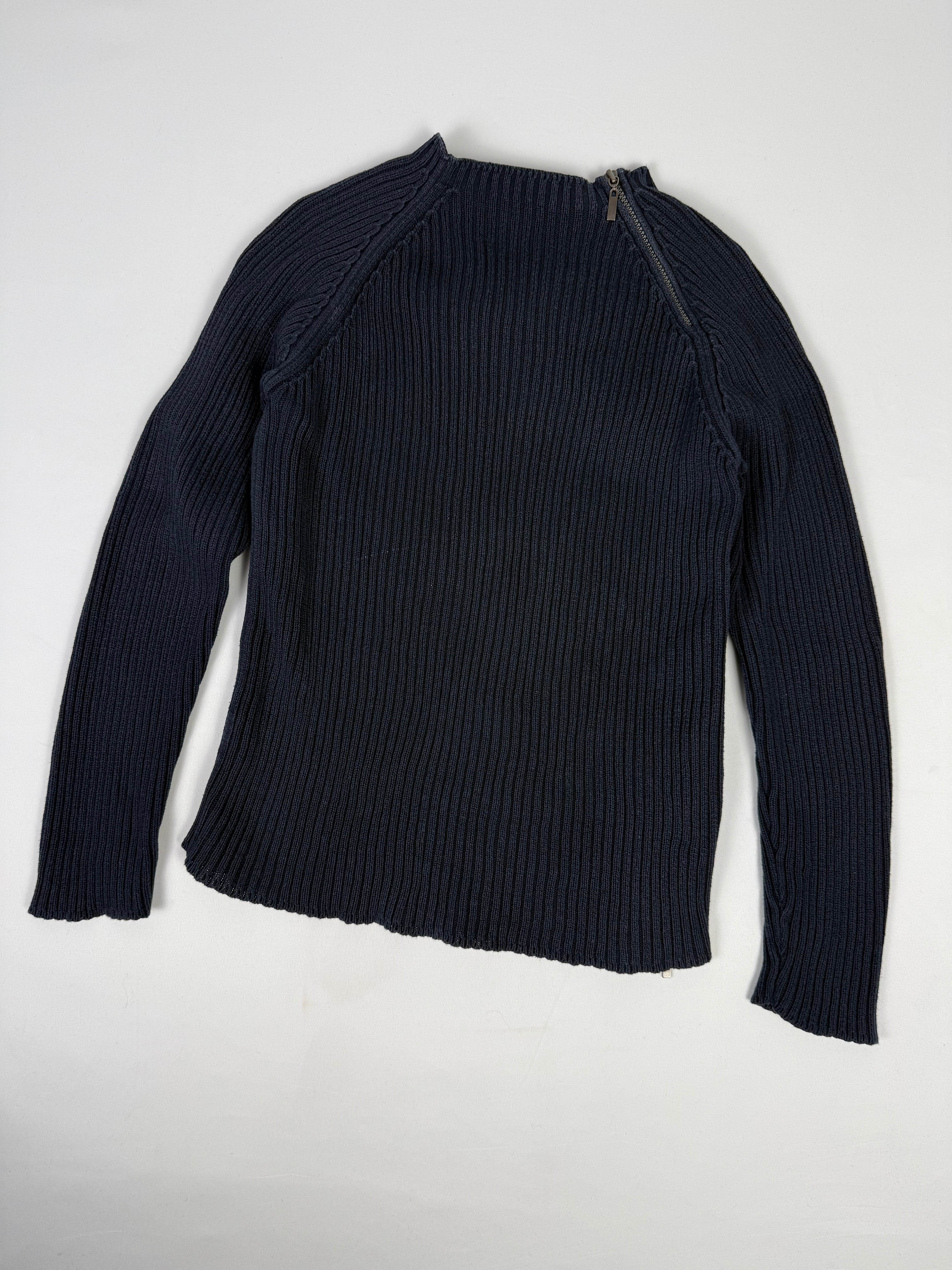 Navy ribbed zip up jumper (L)
