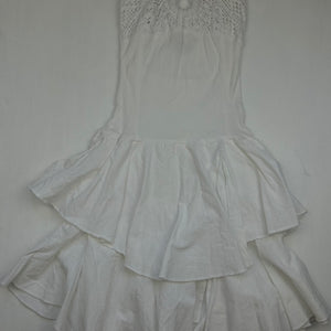 White 100% cotton pleated dress (XS)