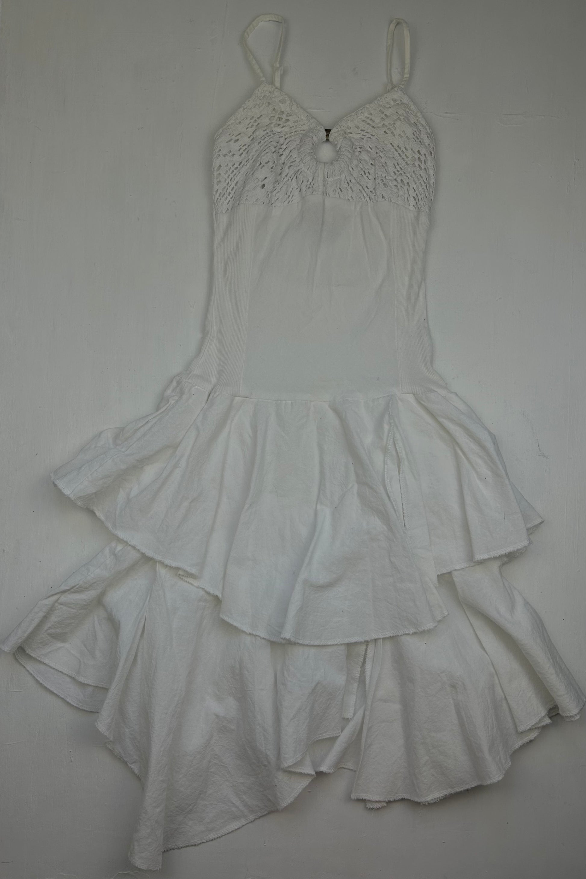 White 100% cotton pleated dress (XS)