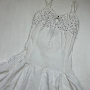 White 100% cotton pleated dress (XS)