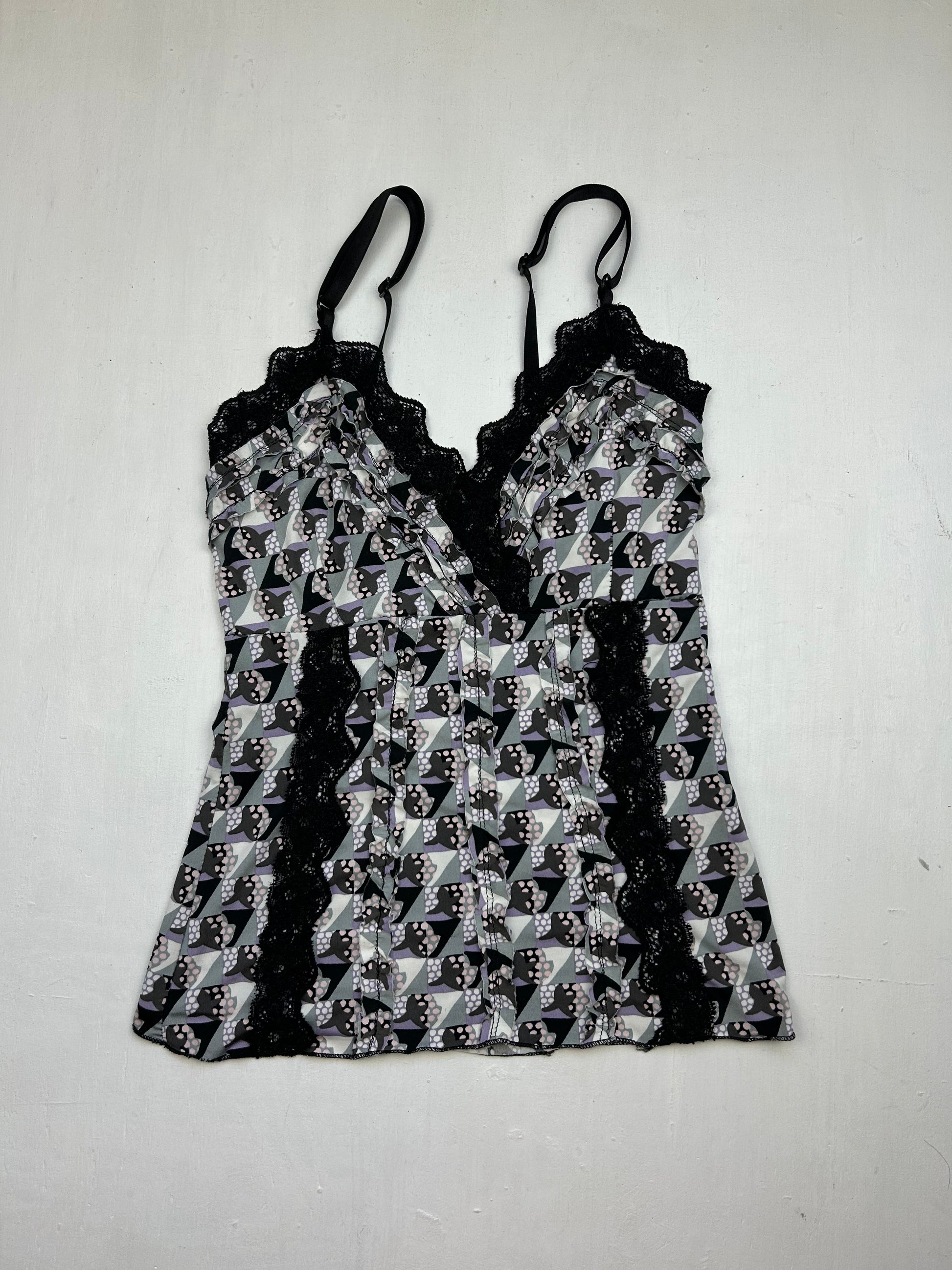 Grey lace  babydoll cami top (S)