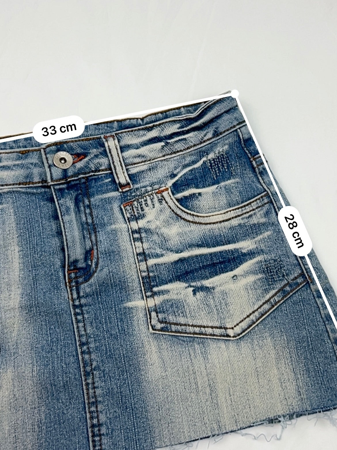 Blue denim 100% cotton low rise mini skirt (XS)