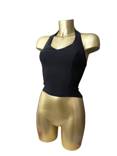 Black stretchy backless halter top (XS)