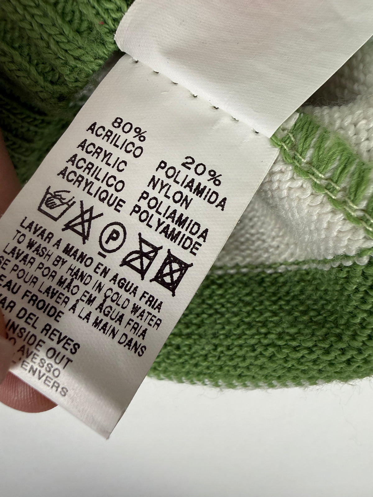 Green striped V neck layer jumper (S)