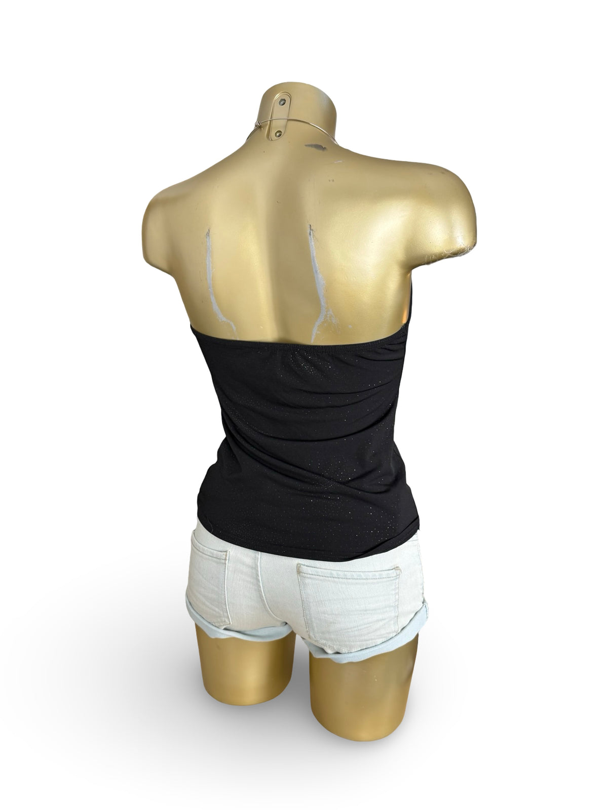 Black halter top with silver ring (M)