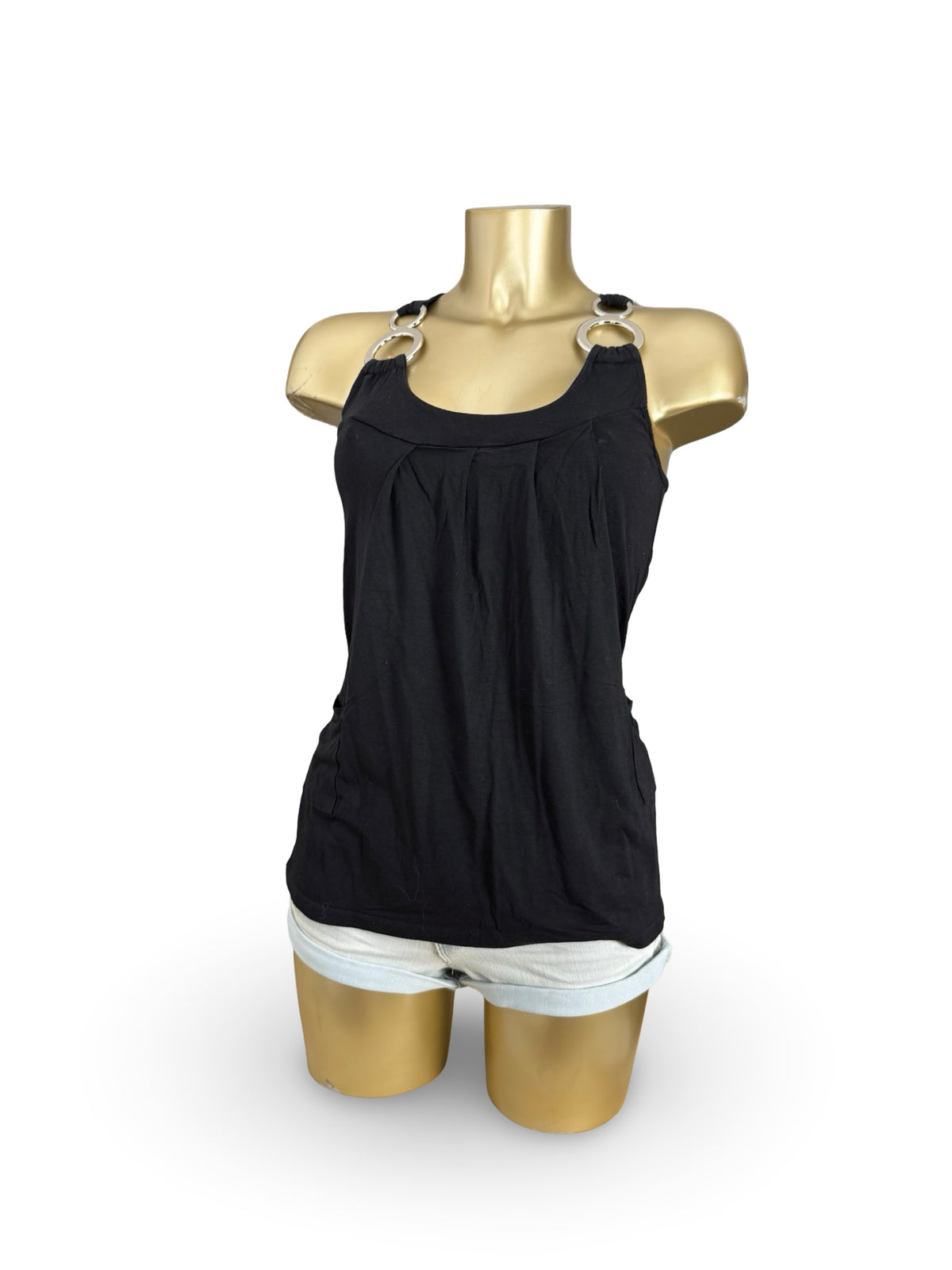 Black tank top with silver rings (S)
