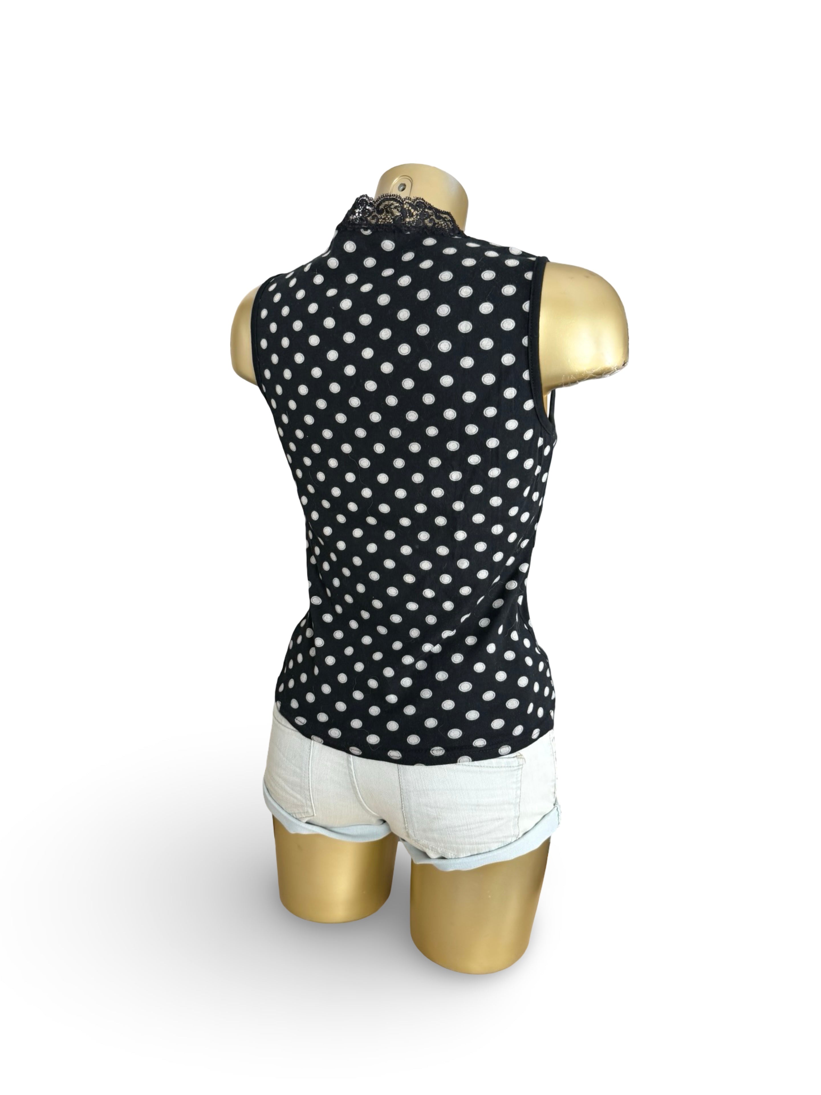 Black polka dots cotton top (S)