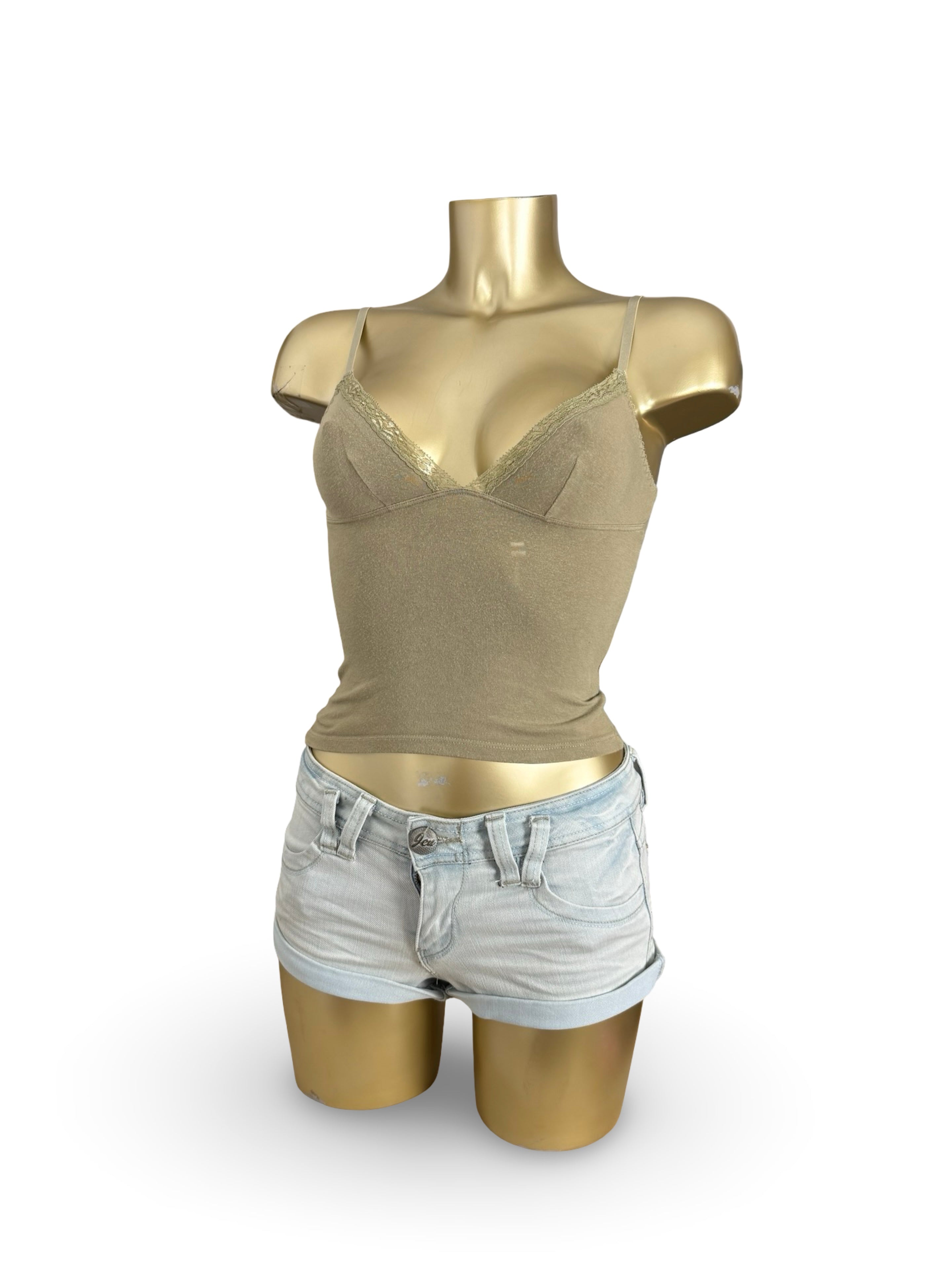 Khaki cotton cami top (XS)
