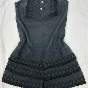 Black 100% cotton embroidered combishort (M)