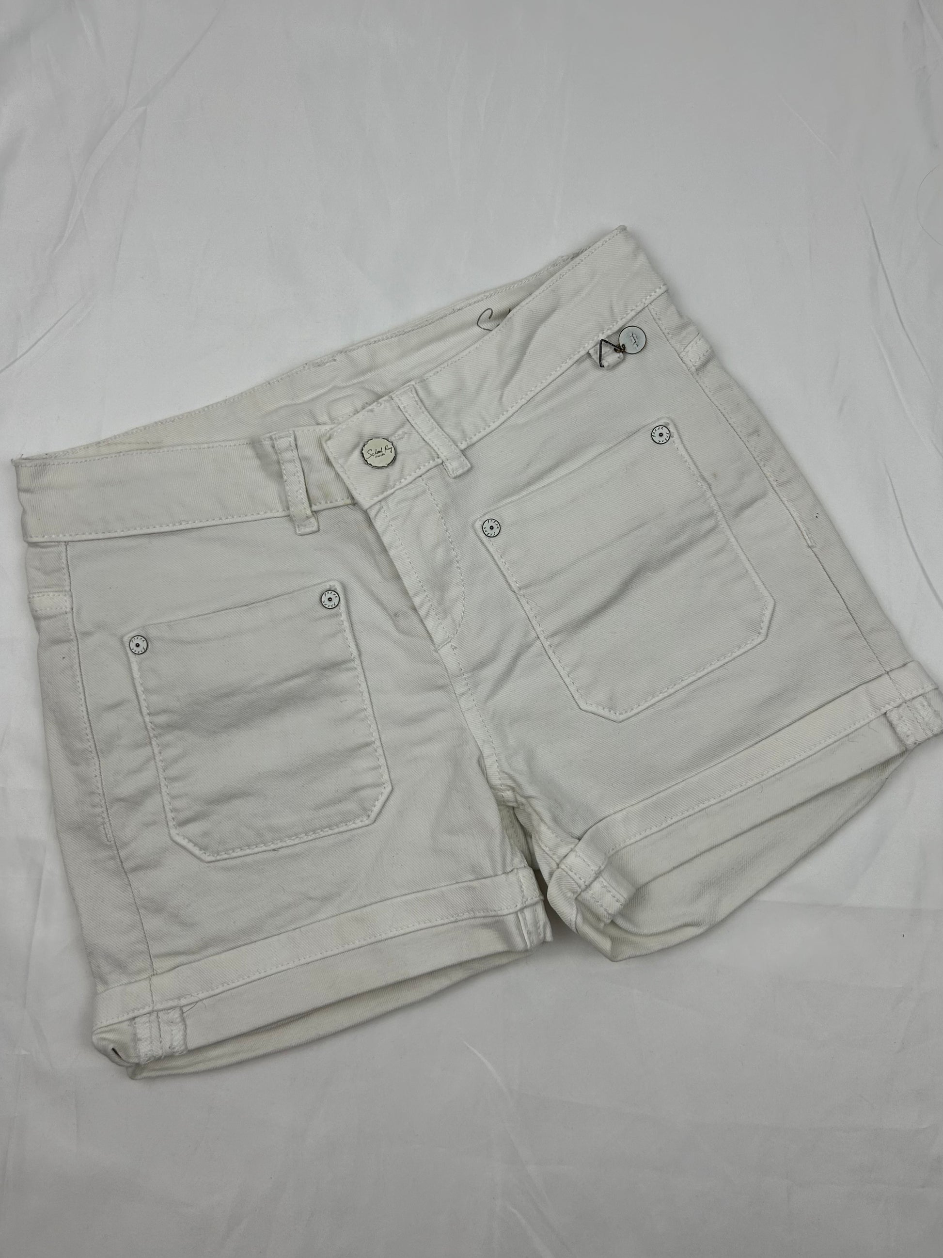 White denim low rise mini short (S)