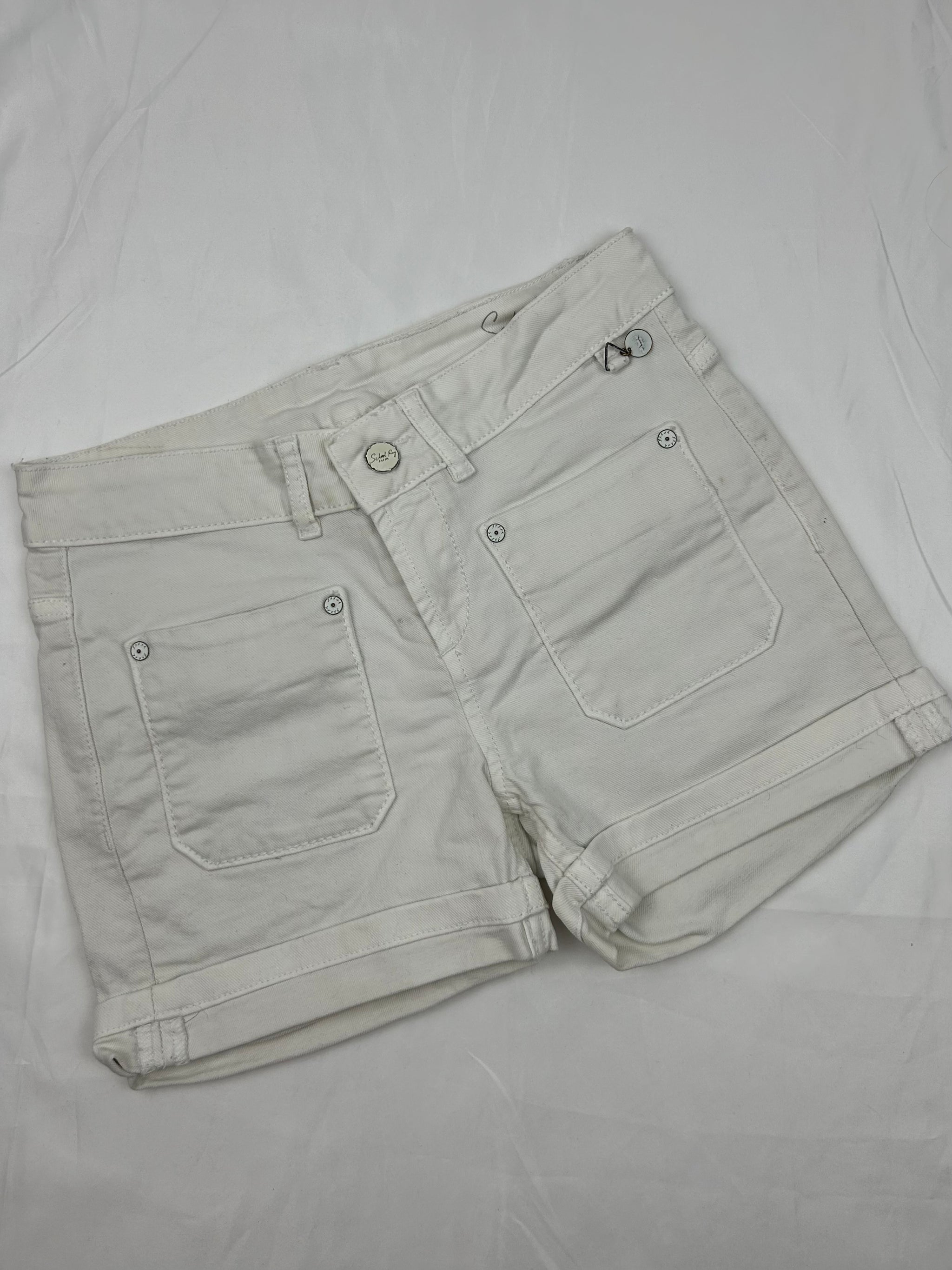 White denim low rise mini short (S)