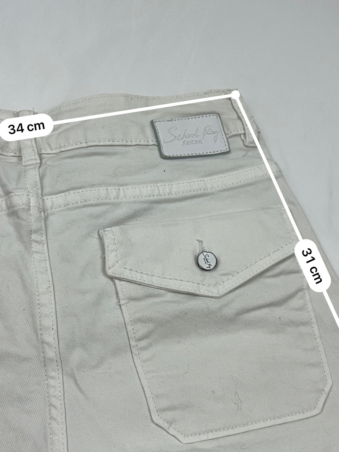 White denim low rise mini short (S)