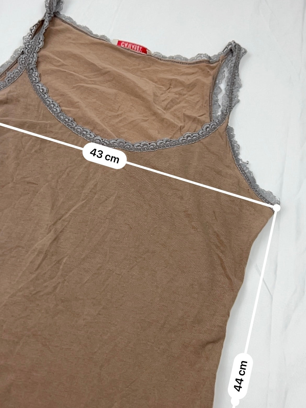 Brown cotton lace neck top (XL)