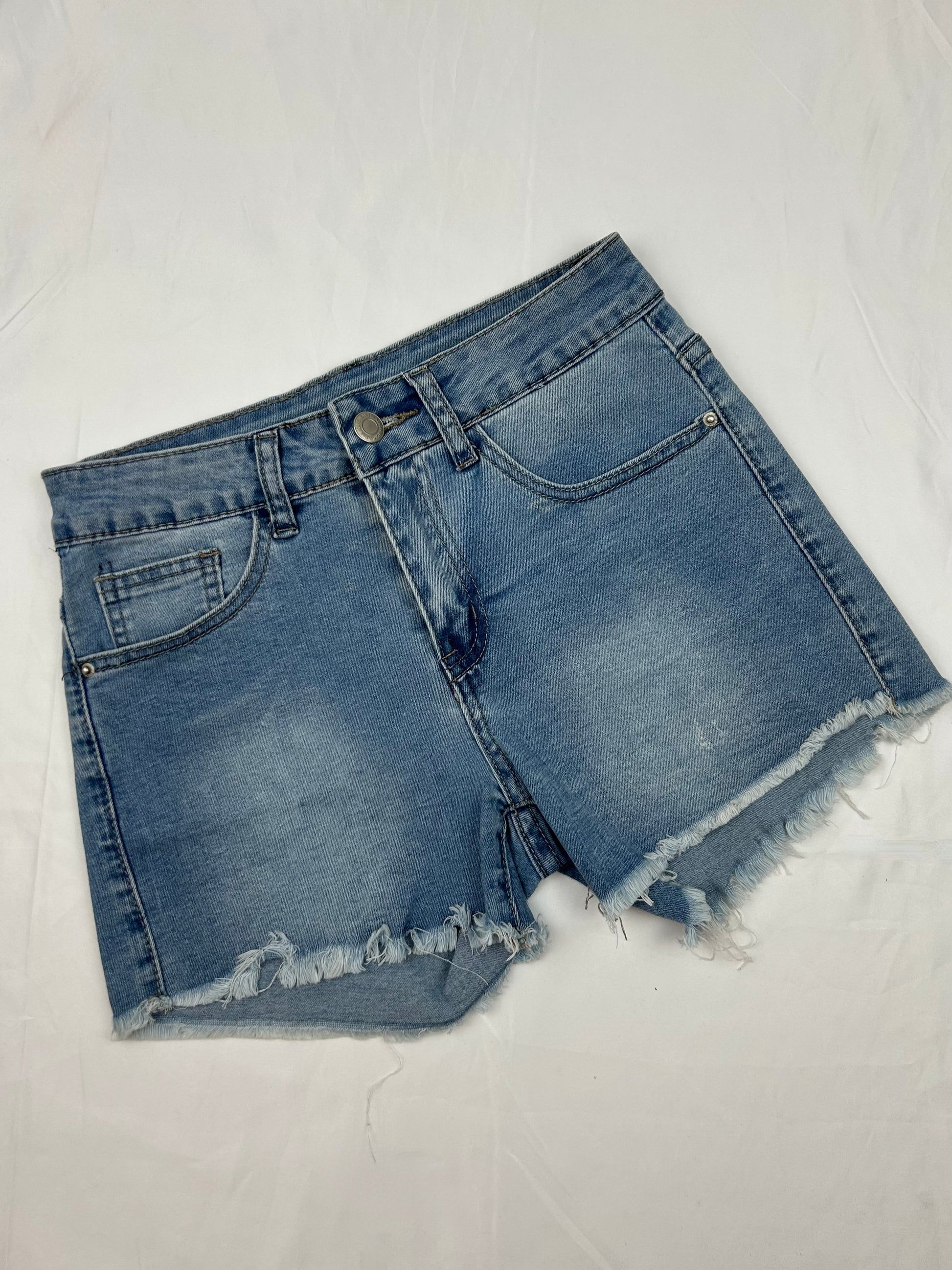 Blue denim mid rise mini short (XS)