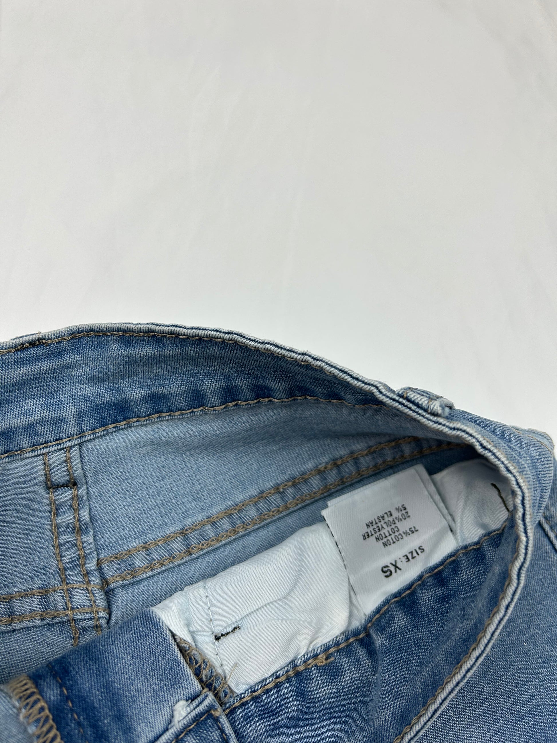 Blue denim mid rise mini short (XS)