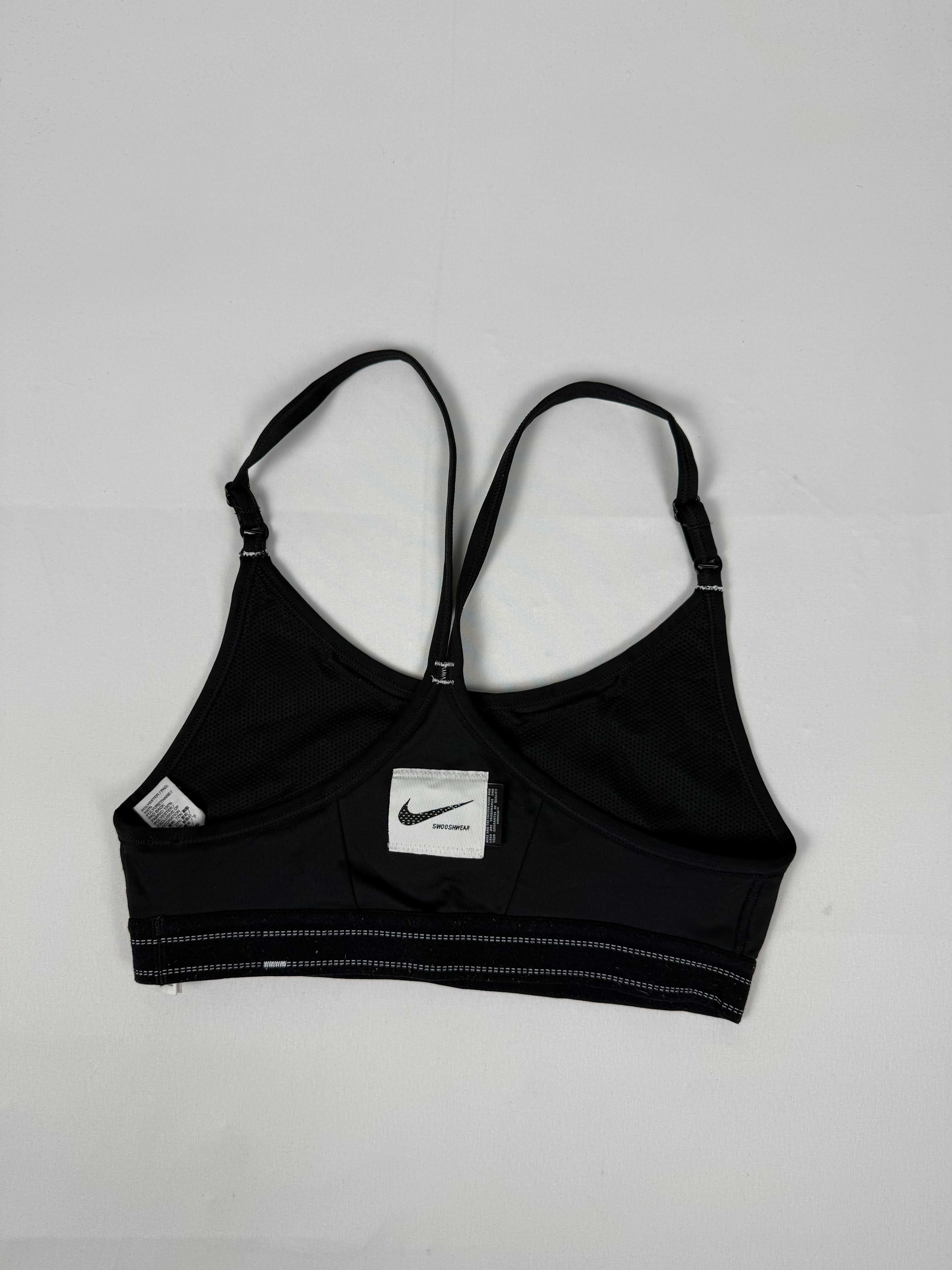 Black swoosh logo activewear bra (XS)