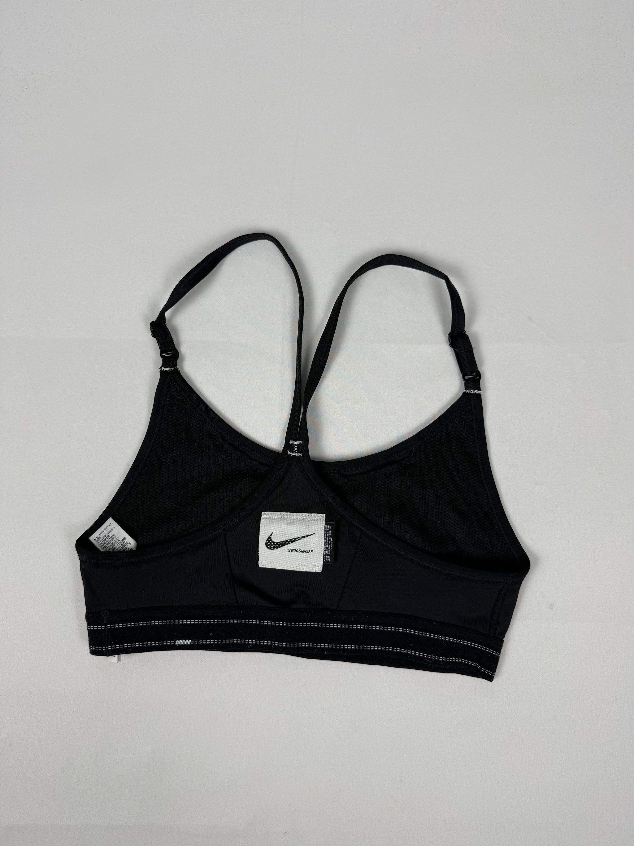 Black swoosh logo activewear bra (XS)