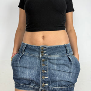 Blue denim low rise mini skirt (M/L)