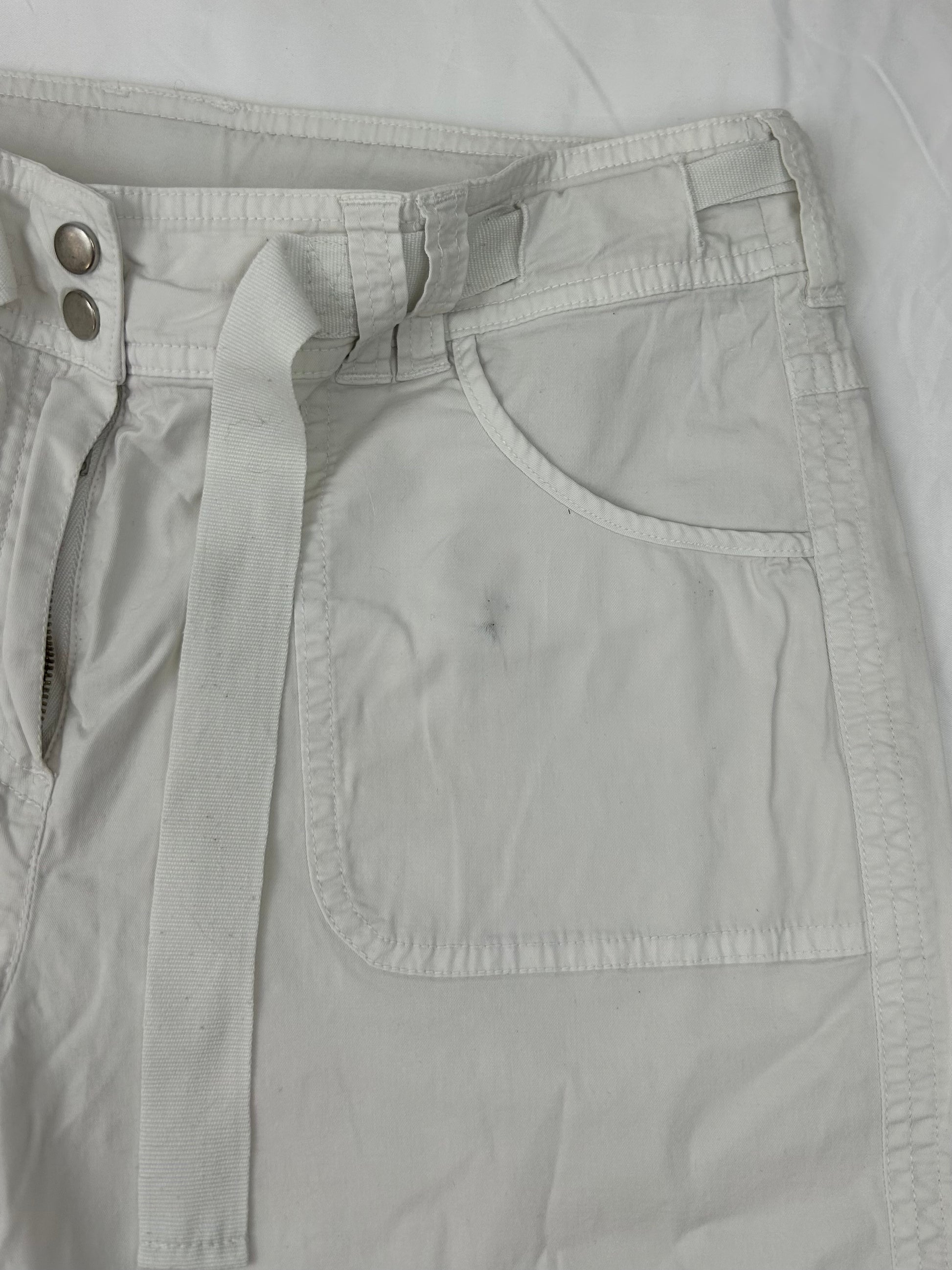White low rise cotton utility capri pants (S)