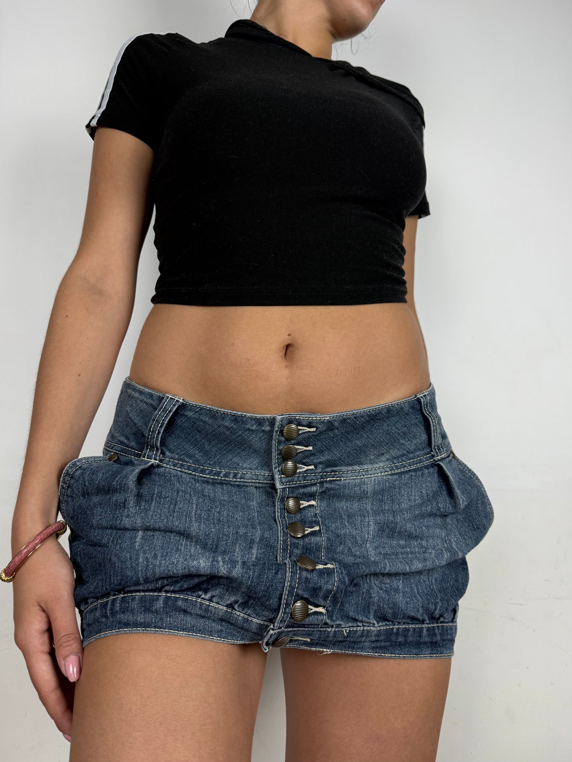 Blue denim low rise mini skirt (M/L)