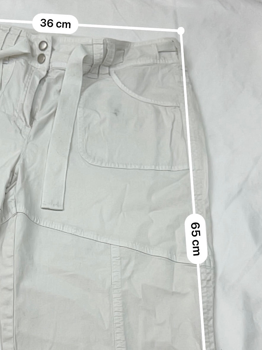 White low rise cotton utility capri pants (S)