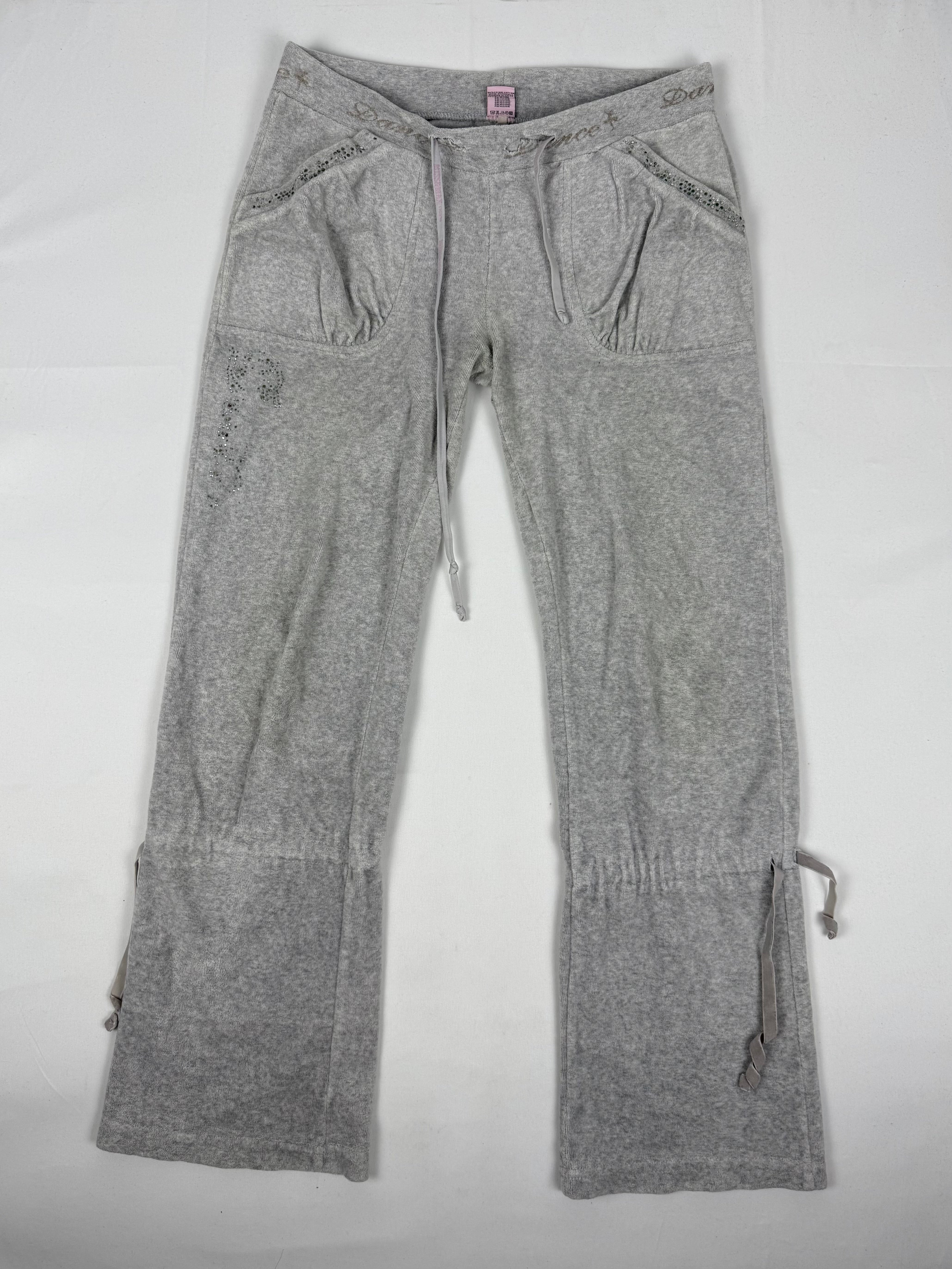 Grey velvet low waist capri pants (S)