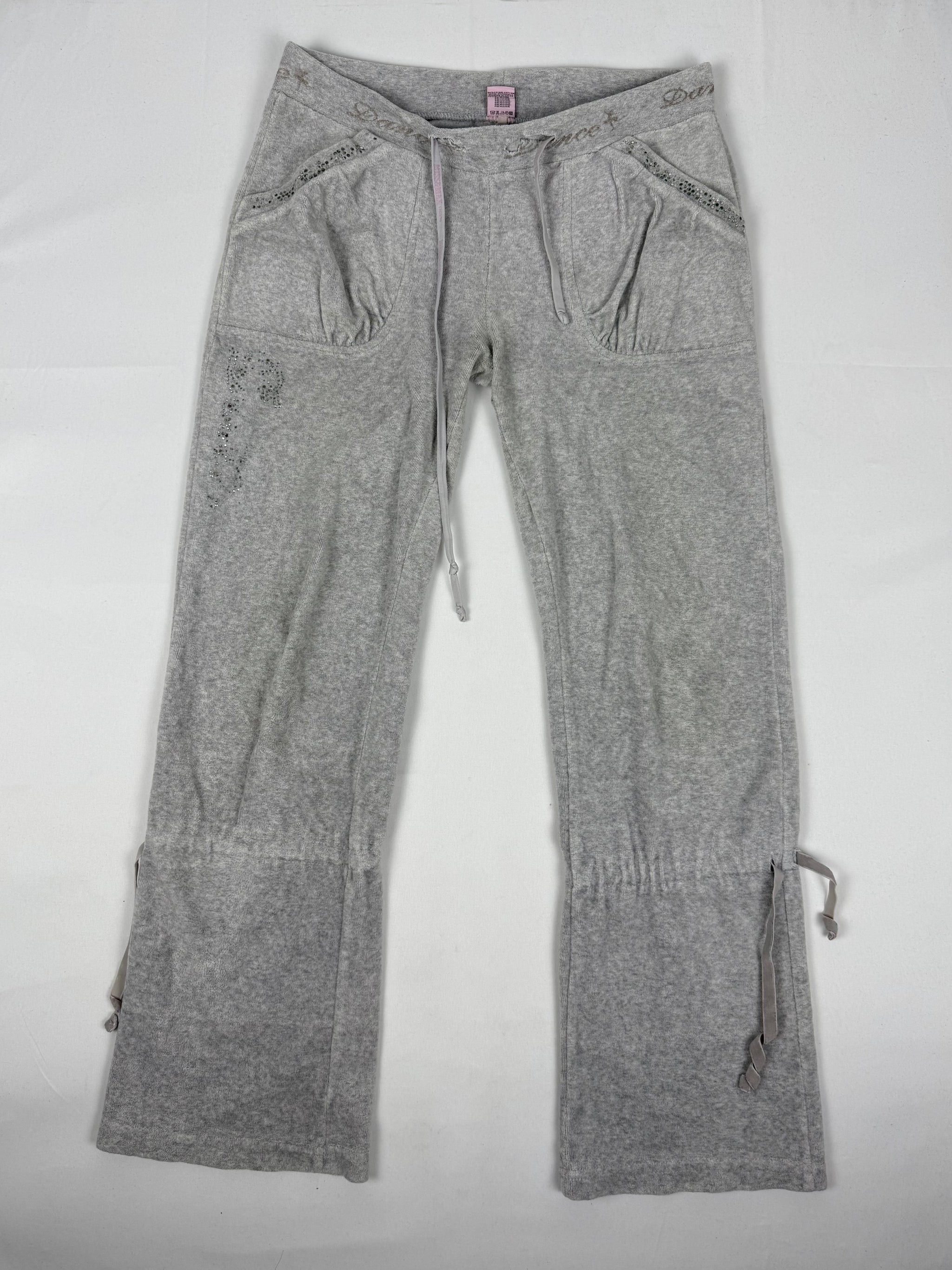Grey velvet low waist capri pants (S)