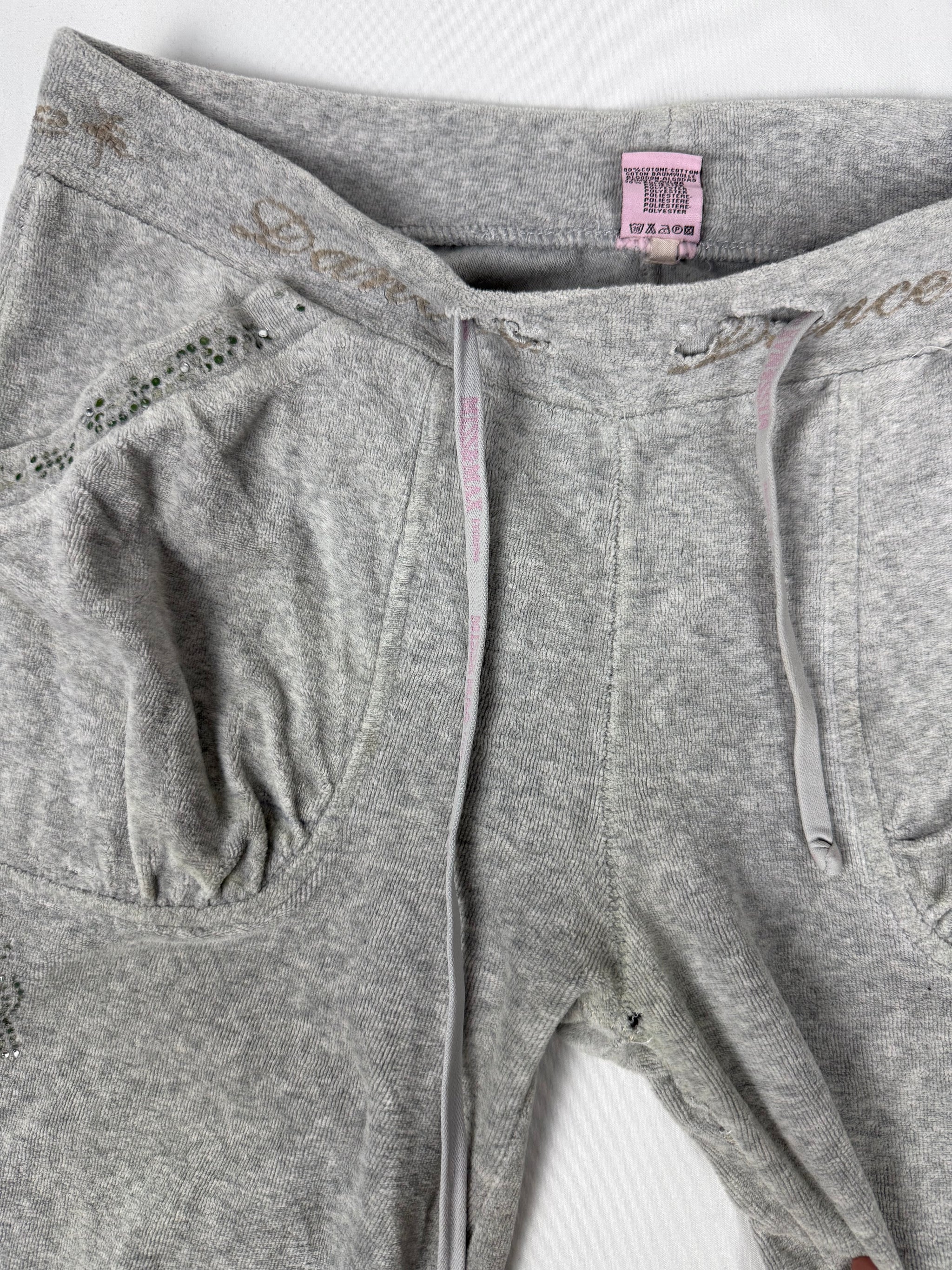 Grey velvet low waist capri pants (S)