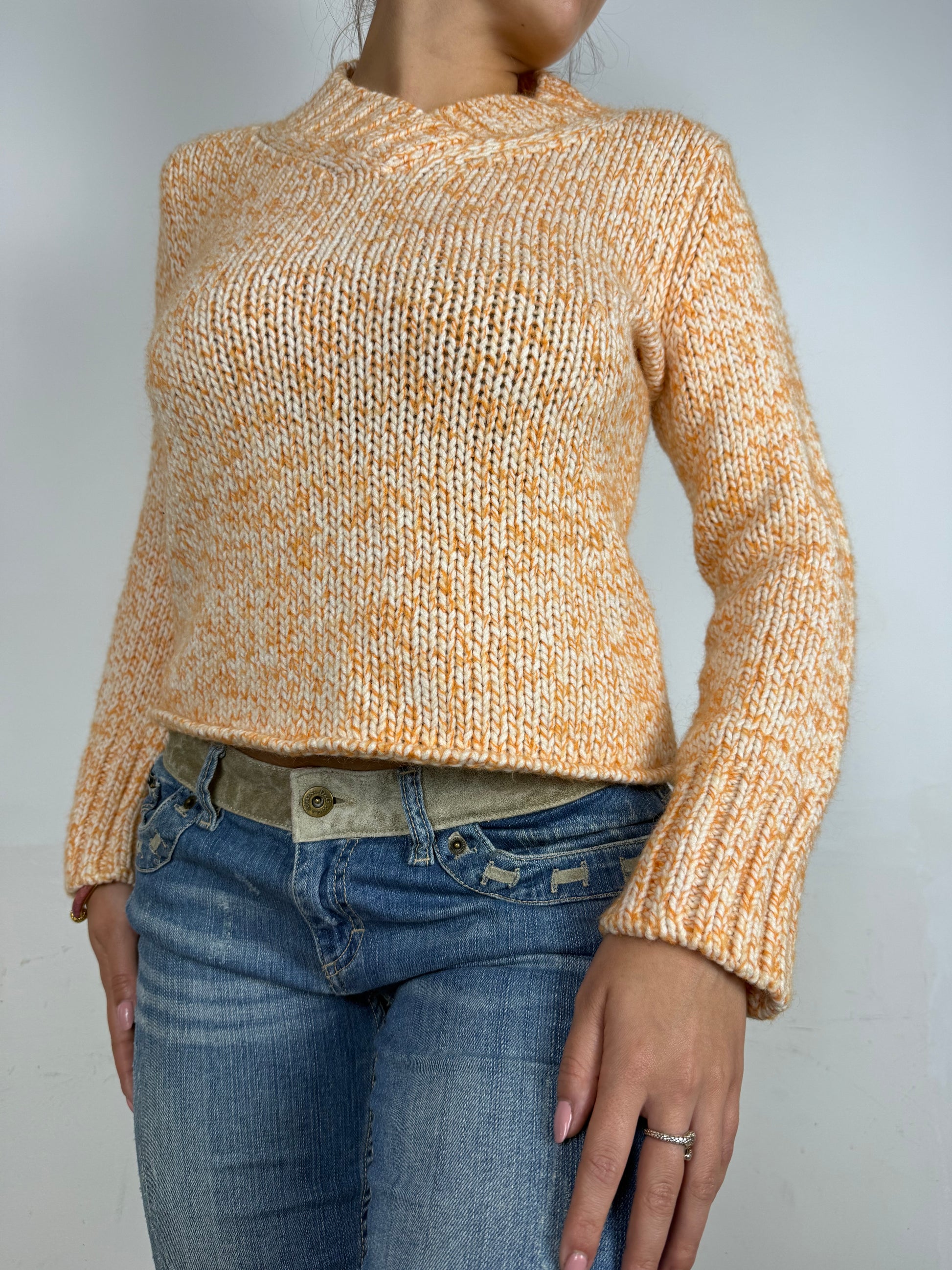 Beige knitted warm jumper (S)