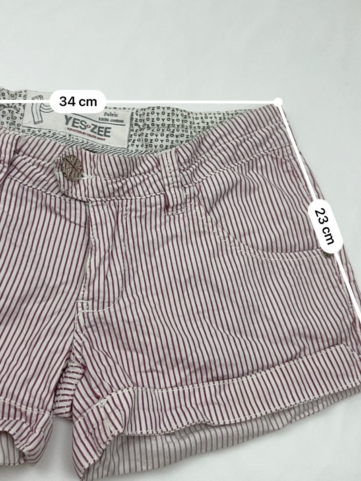 Red striped cotton low rise mini short (XS)