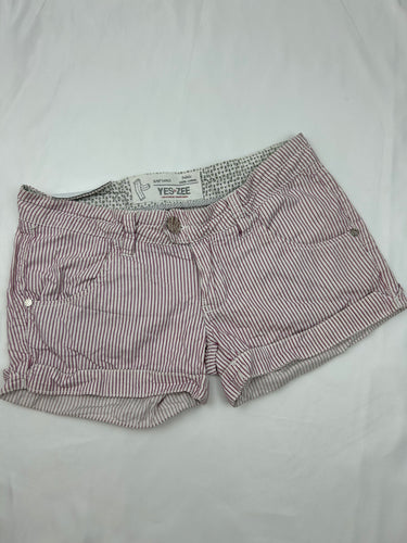 Red striped cotton low rise mini short (XS)