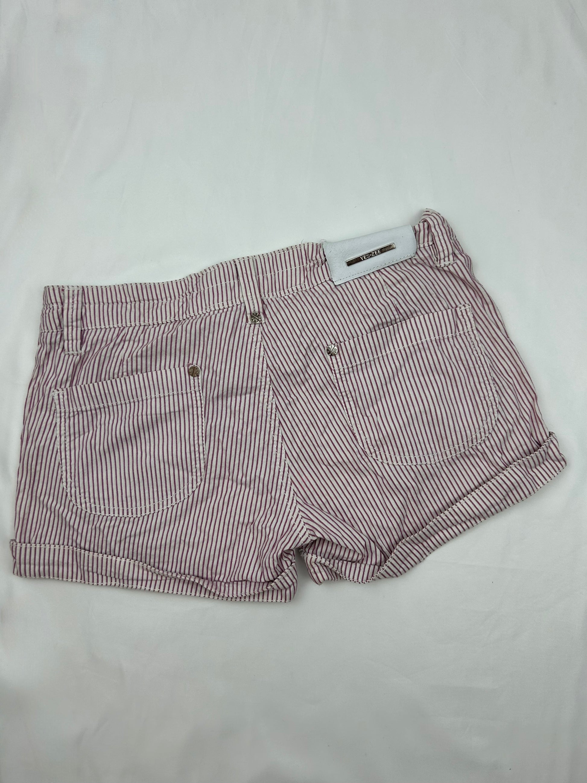 Red striped cotton low rise mini short (XS)