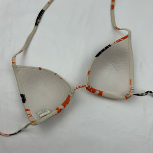 White Hawaii hibiscus padded bikini top (S)