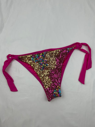 PInk sequins low rise bikini bottom (L)