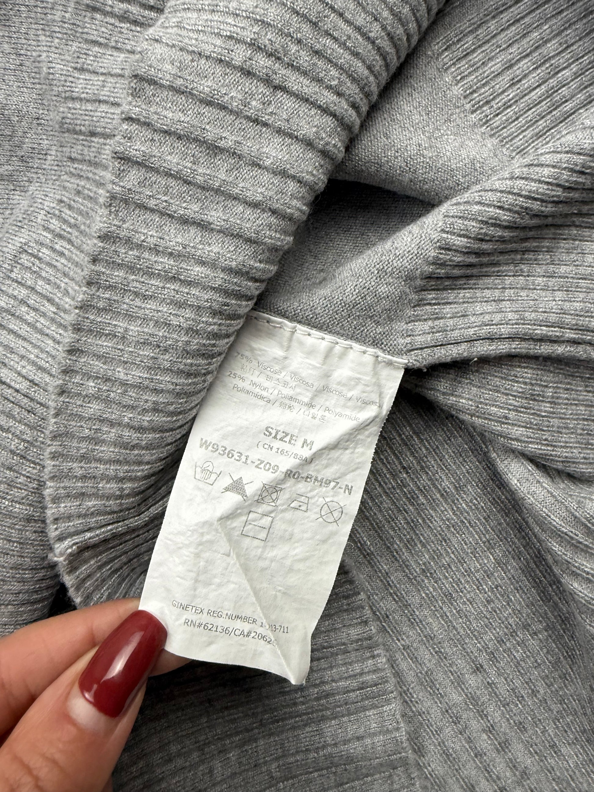 Grey logo tight fit turtleneck jumper (M)