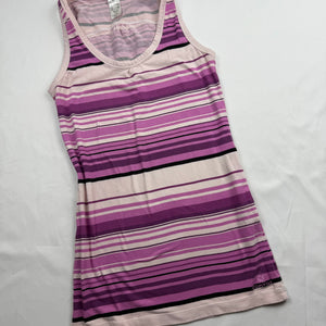 Pink striped cotton tight fit tank top (L)