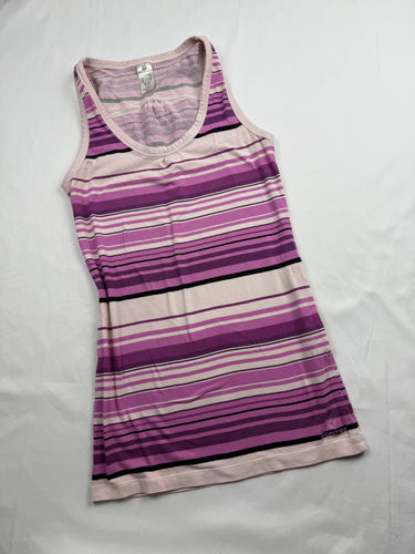 Pink striped cotton tight fit tank top (L)