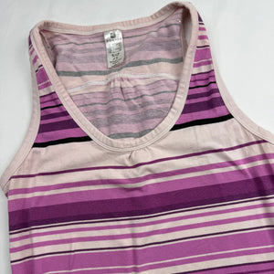 Pink striped cotton tight fit tank top (L)