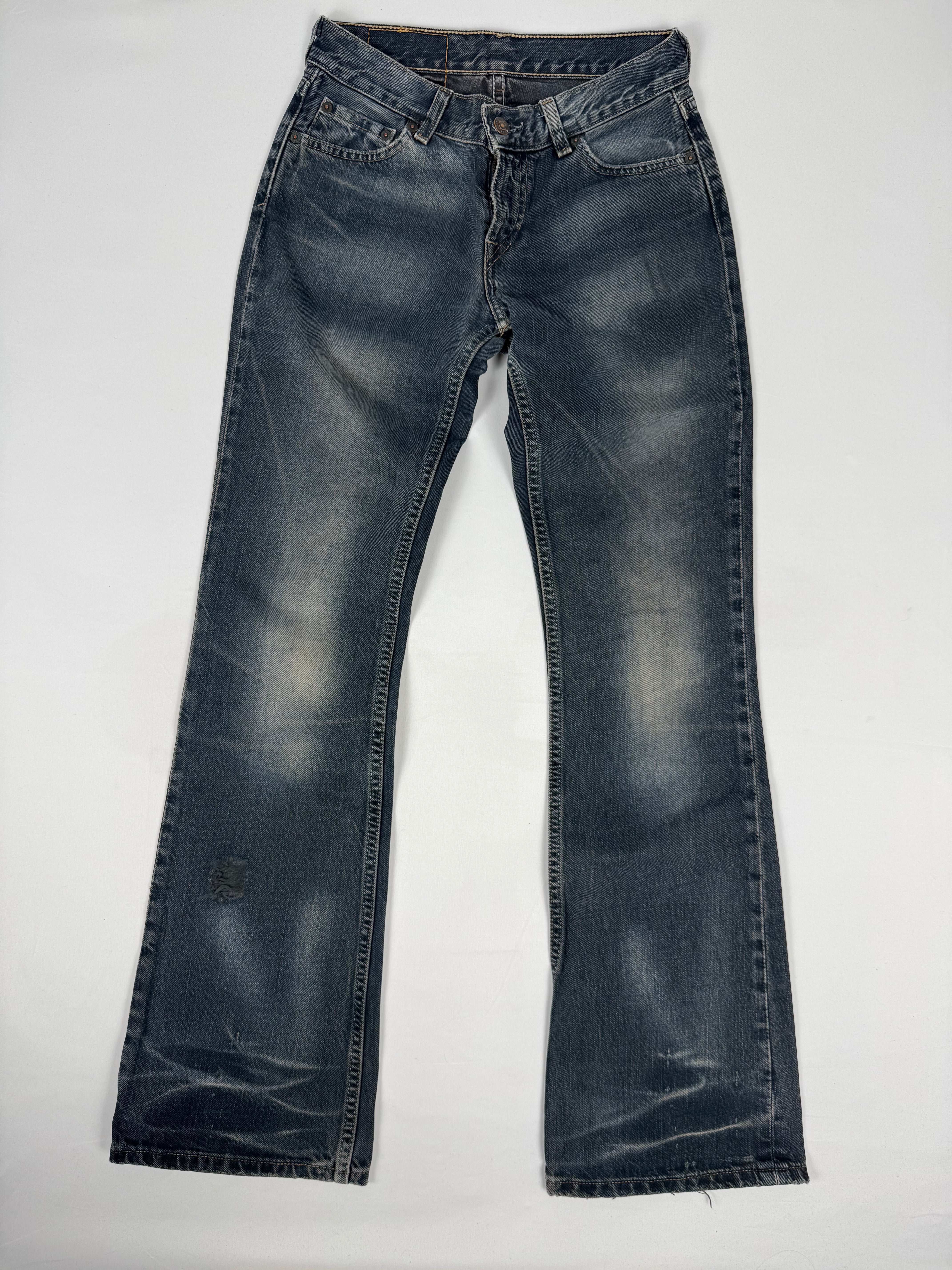 Pantalon droit taille basse en jean noir (XS)