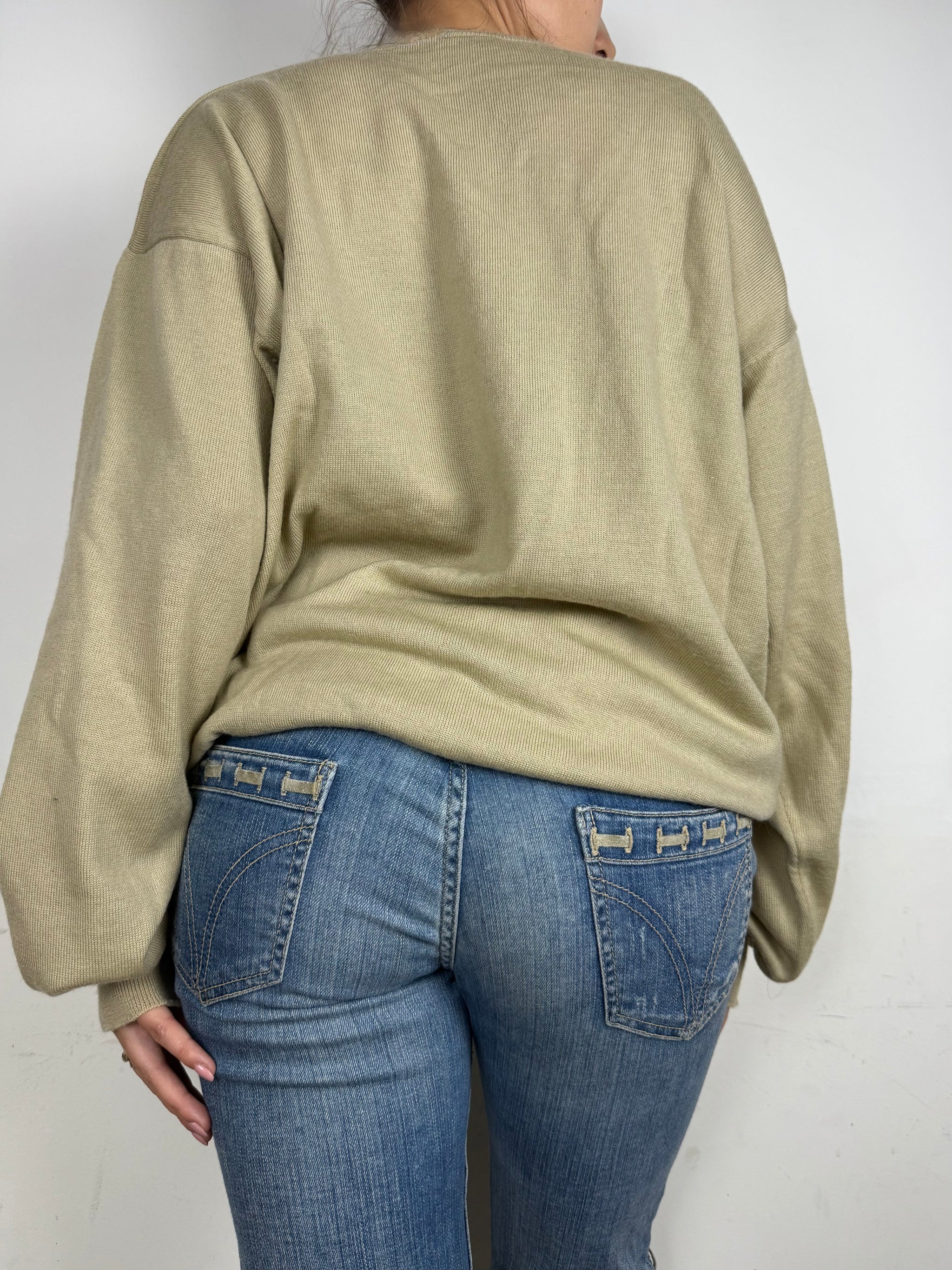 Beige oversized 90s knitted jumper  (XXL)