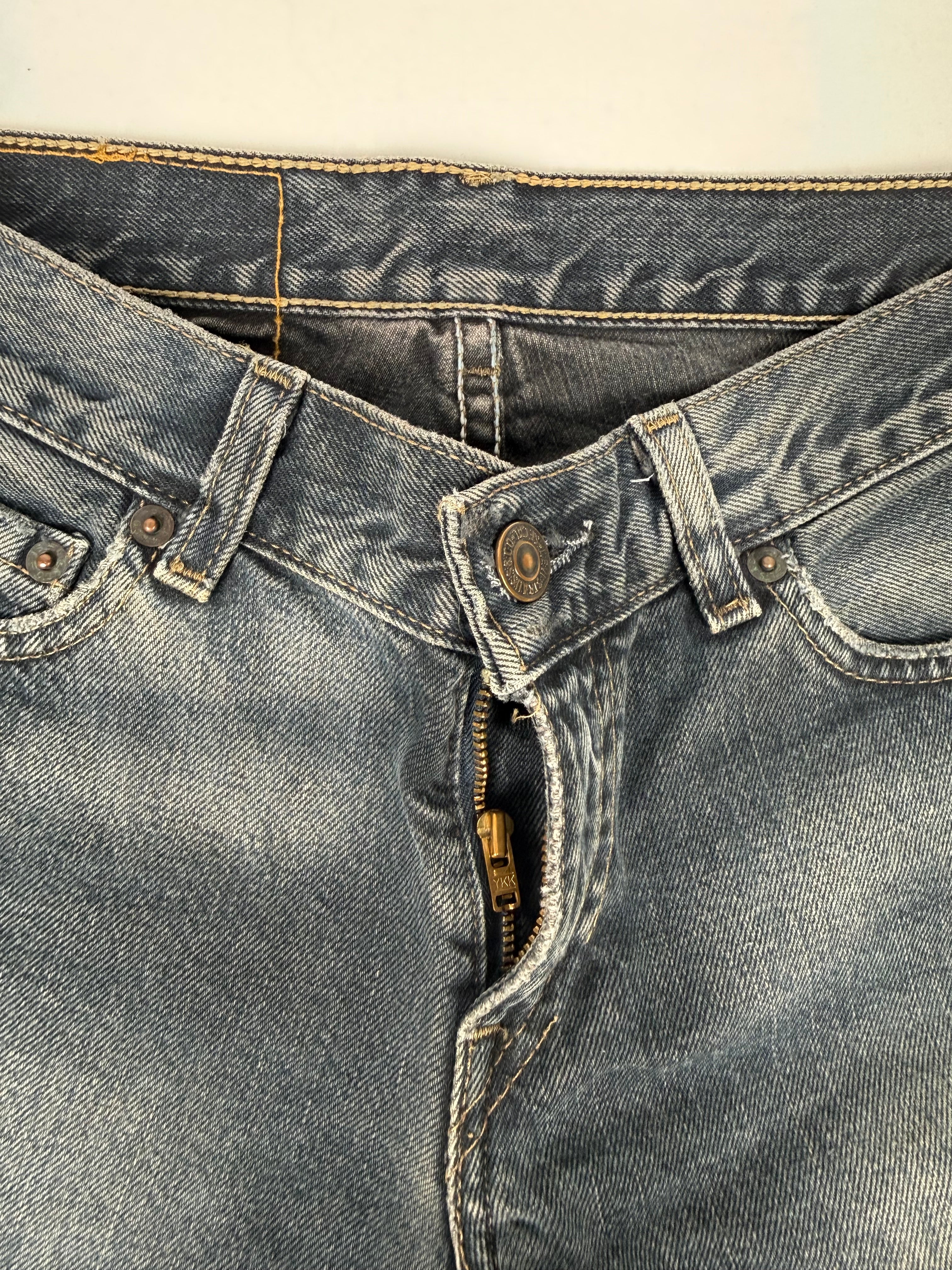 Pantalon droit taille basse en jean noir (XS)