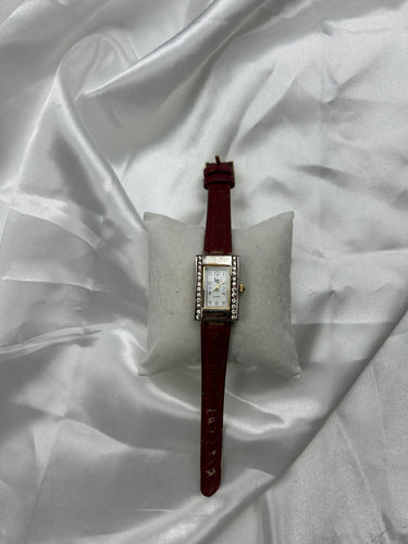 Vintage stainless steel & leather bracelet watch jewelry