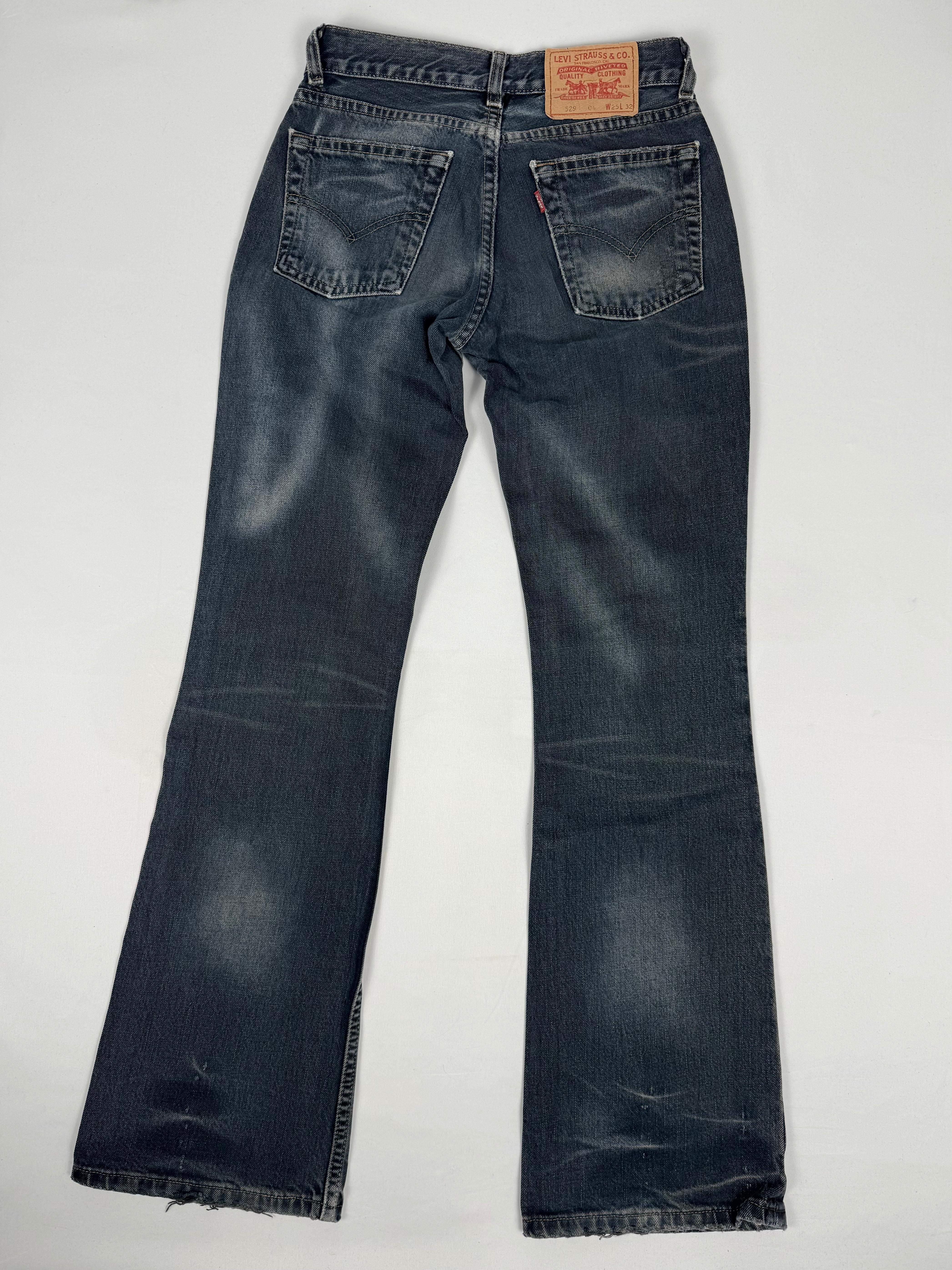Pantalon droit taille basse en jean noir (XS)
