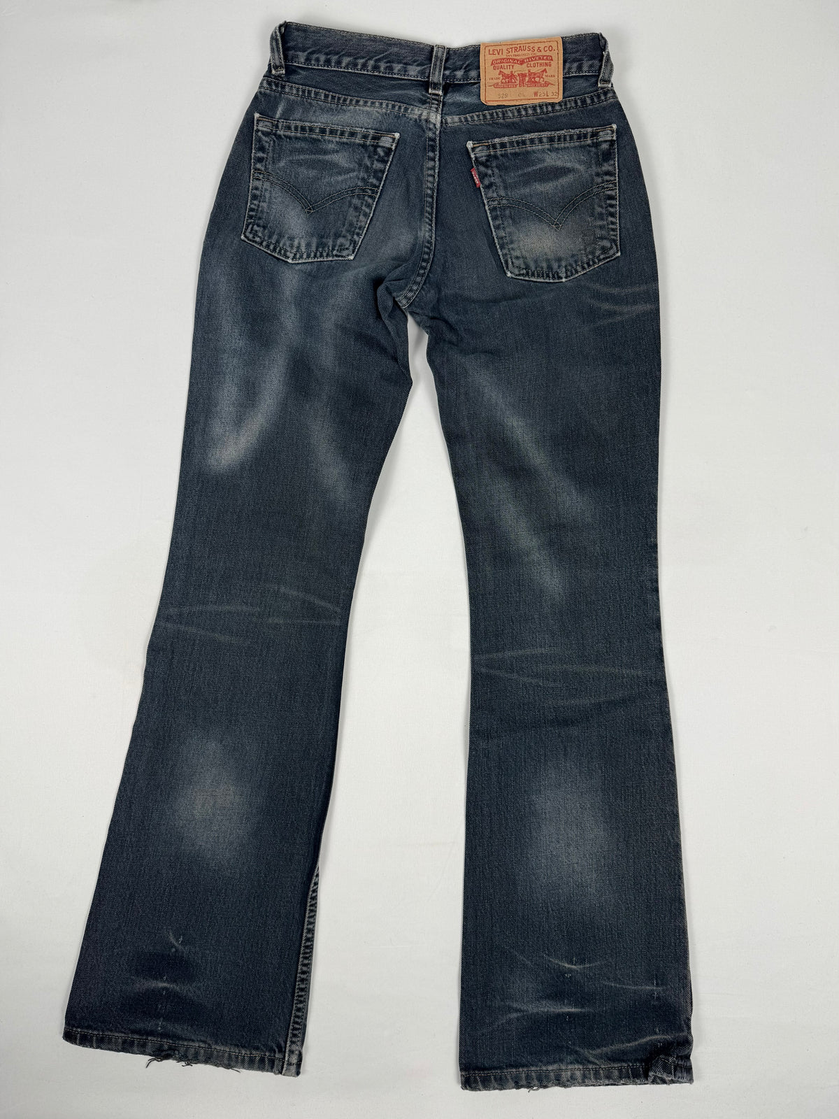 Pantalon droit taille basse en jean noir (XS)